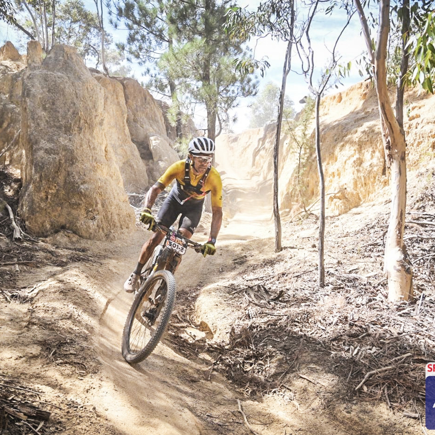Photo of Barclay during the cycling race