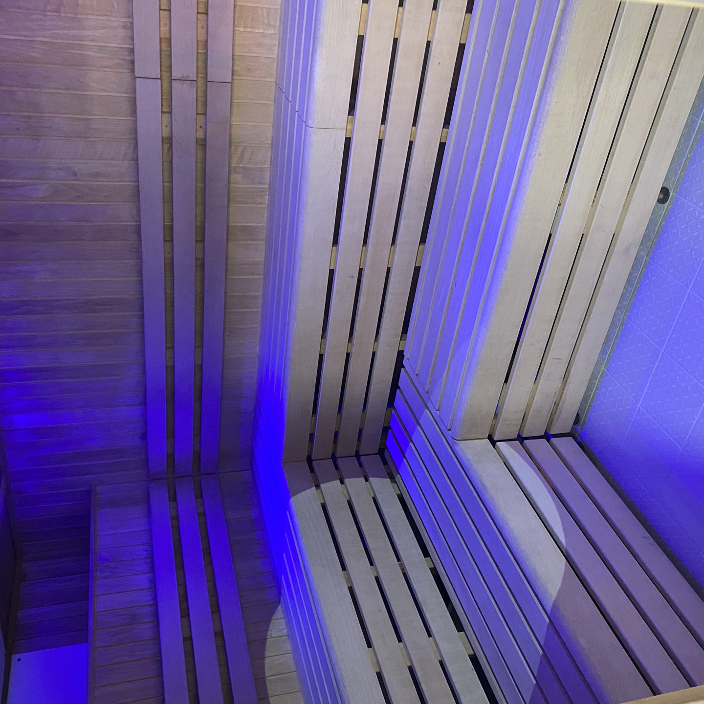 Photo of the interior of the sauna at Les Quennevais Sports Centre