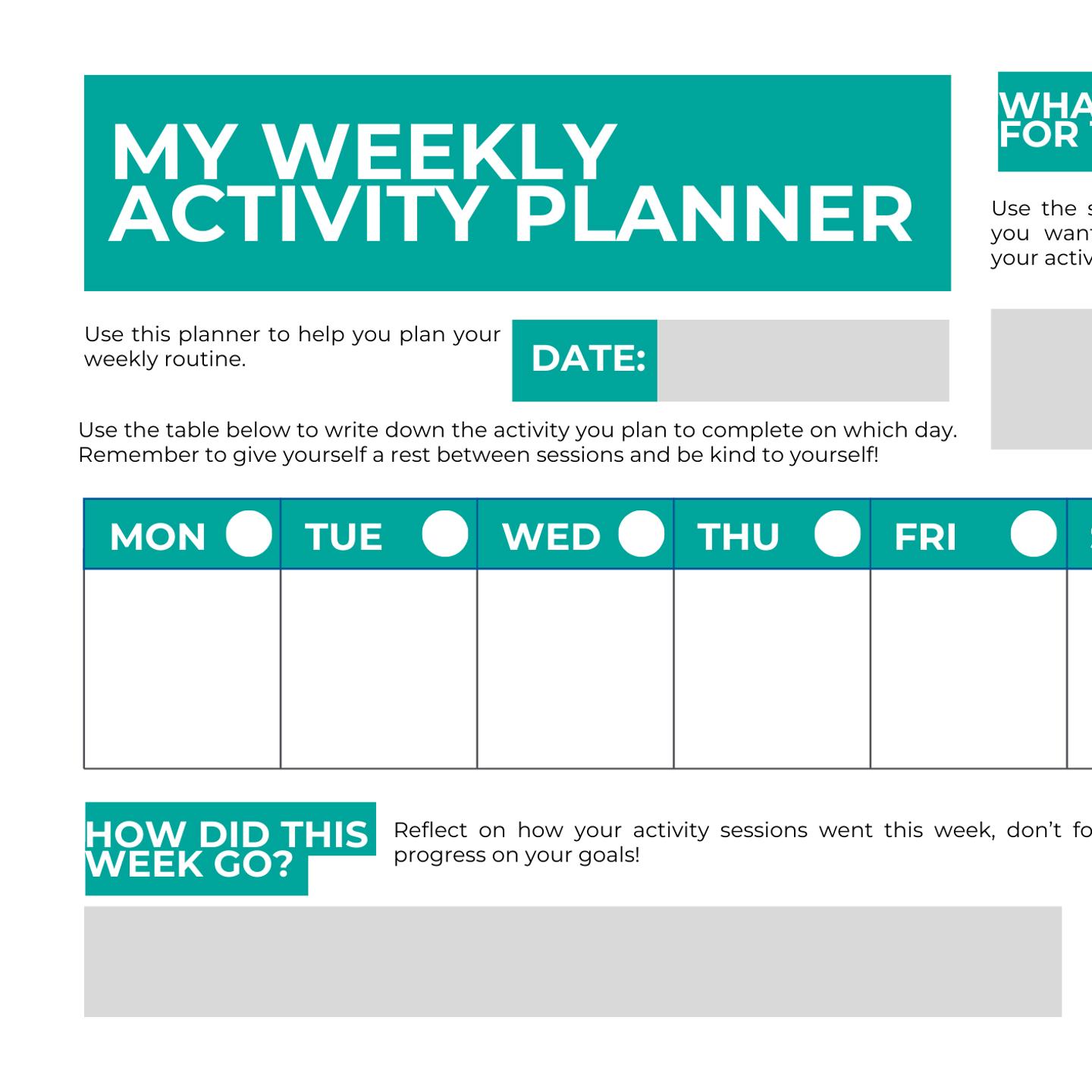 Image of the Active Weekly Activity Planner