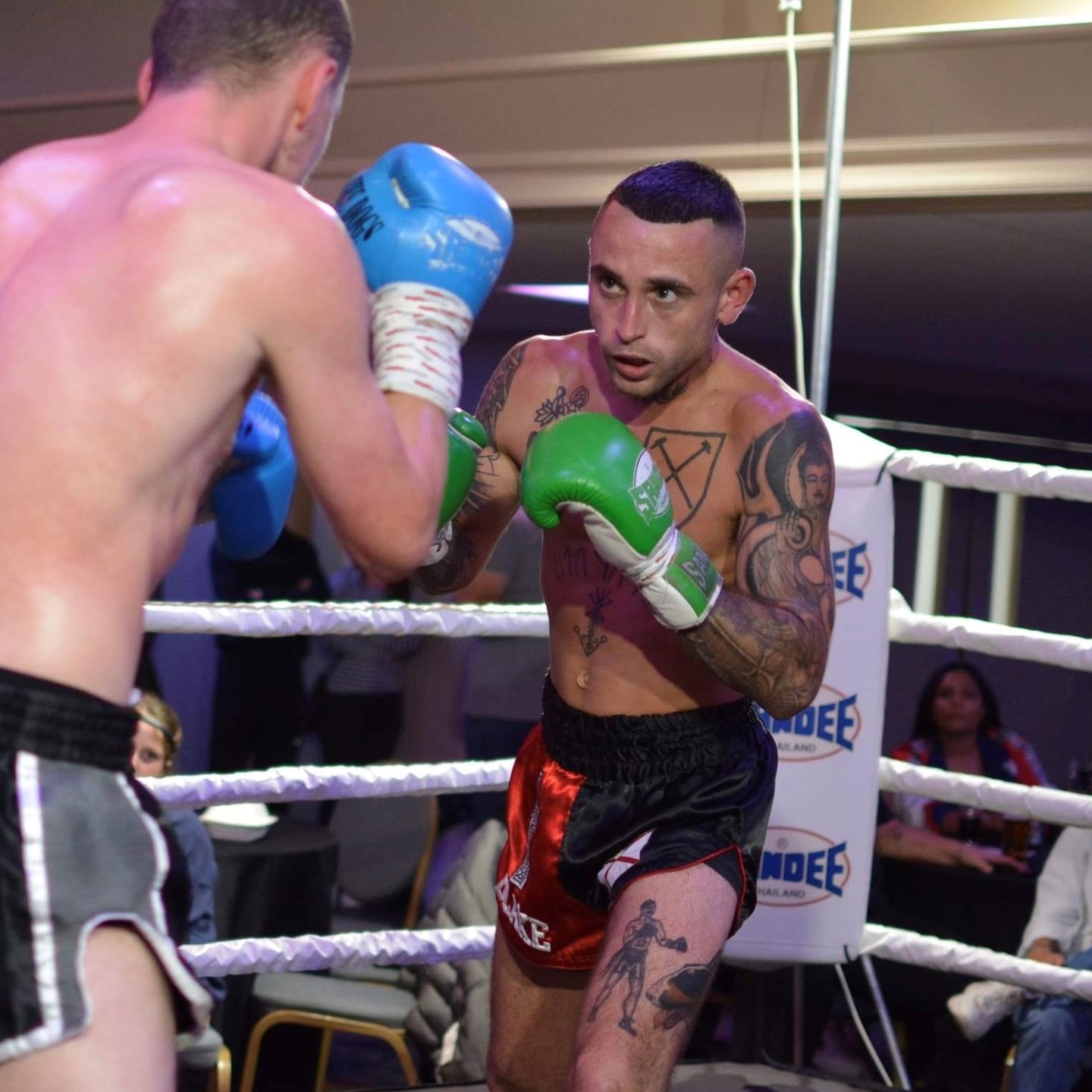 Photo of Declan taking part in kickboxing